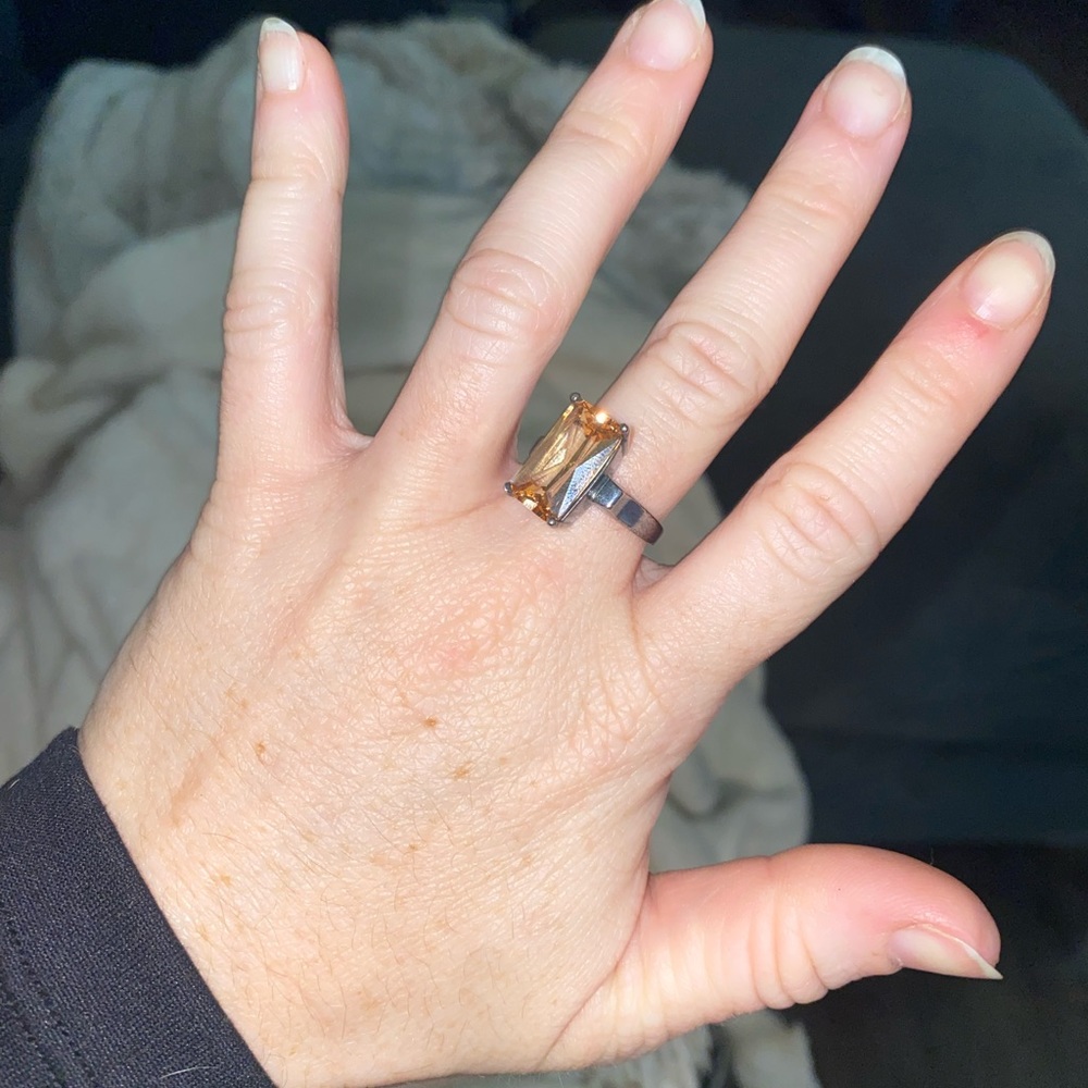 Vintage Citrine 925 Statement Ring - image 4